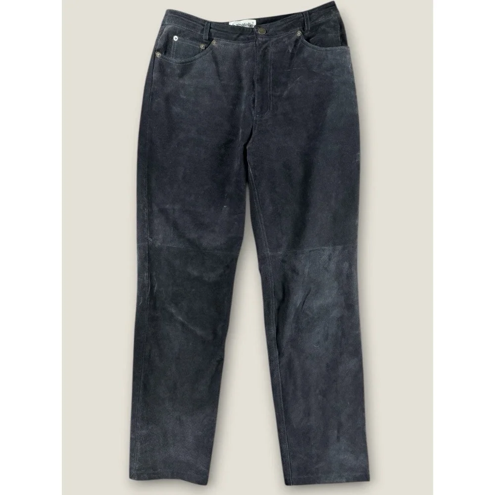 Bagatelle Women's Leather Pants Size 8 Black‎ High Rise Straight Leg Fully Lined